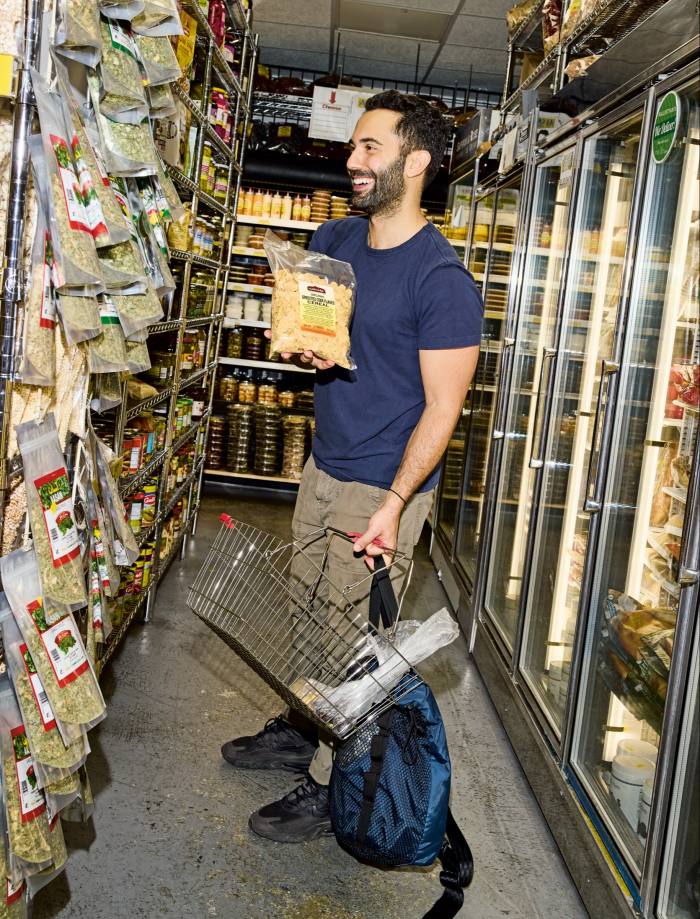 Andy Baraghani shopping for ingredients at Kalustyan’s, New York