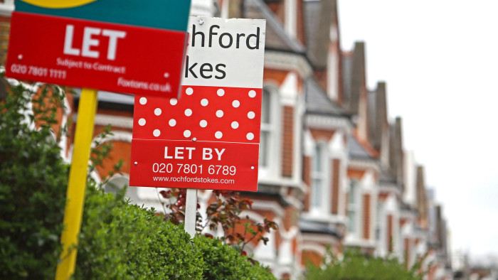 Estate agents rental boards in south London