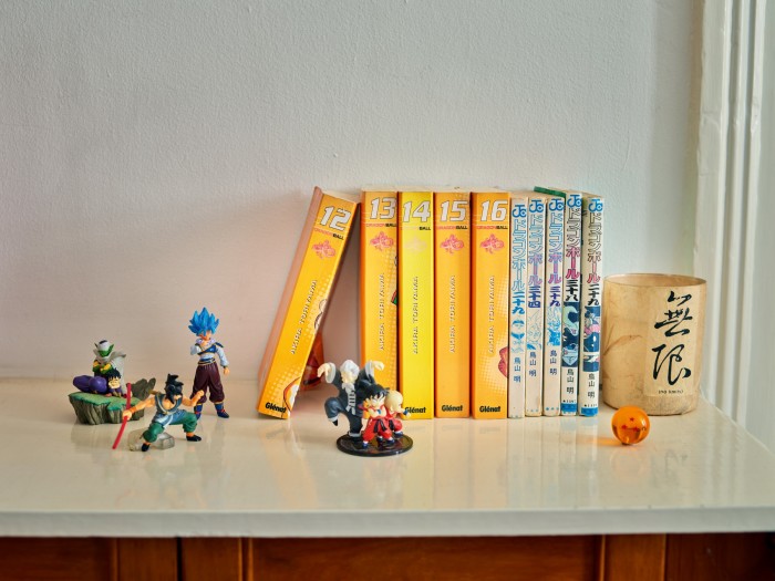 Some of his manga books and figures