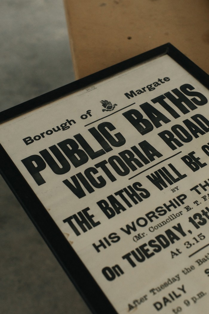 A poster found in the morgue advertising the opening of the baths in 1928