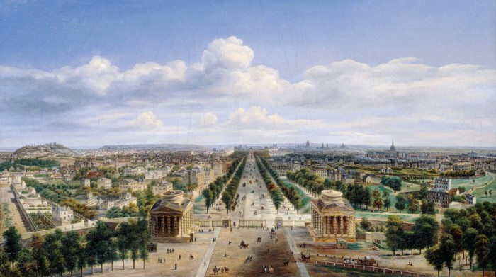 A view of the Champs-Élysées by Auguste Cadolle, 1843