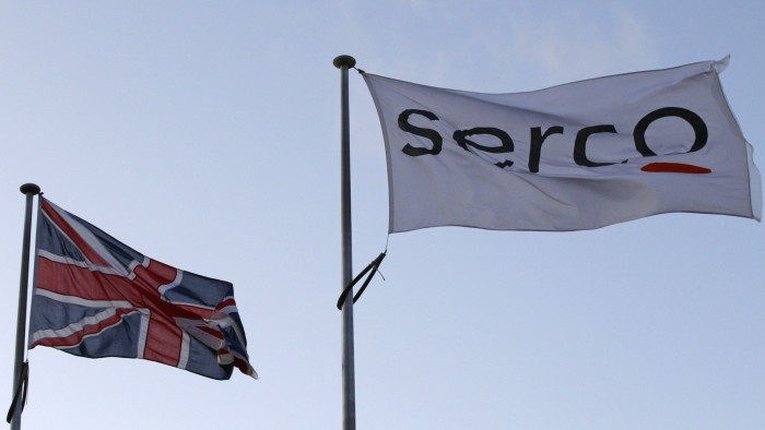 A Serco flag flies alongside a Union flag