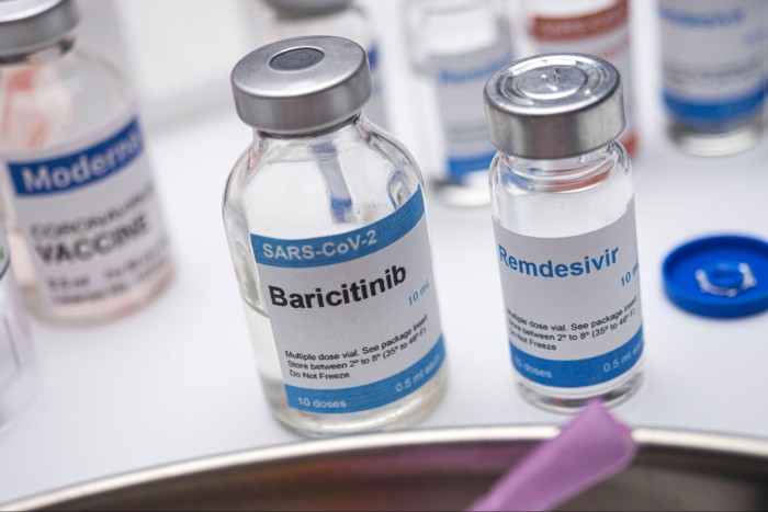 medicinal vials labeled as  baricitinib