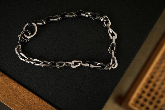 Pagerie’s The Linque chain is designed for pets, but is also worn by Madden Kelley