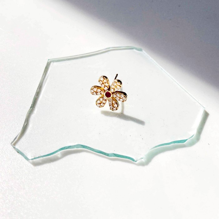 Mini Mini Jewels gold, diamond and gemstone Whimsical Petite Daisy single earring, $650