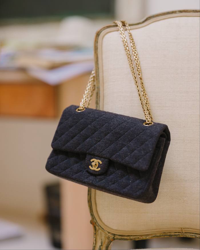 Her Chanel 2.55 jersey bag