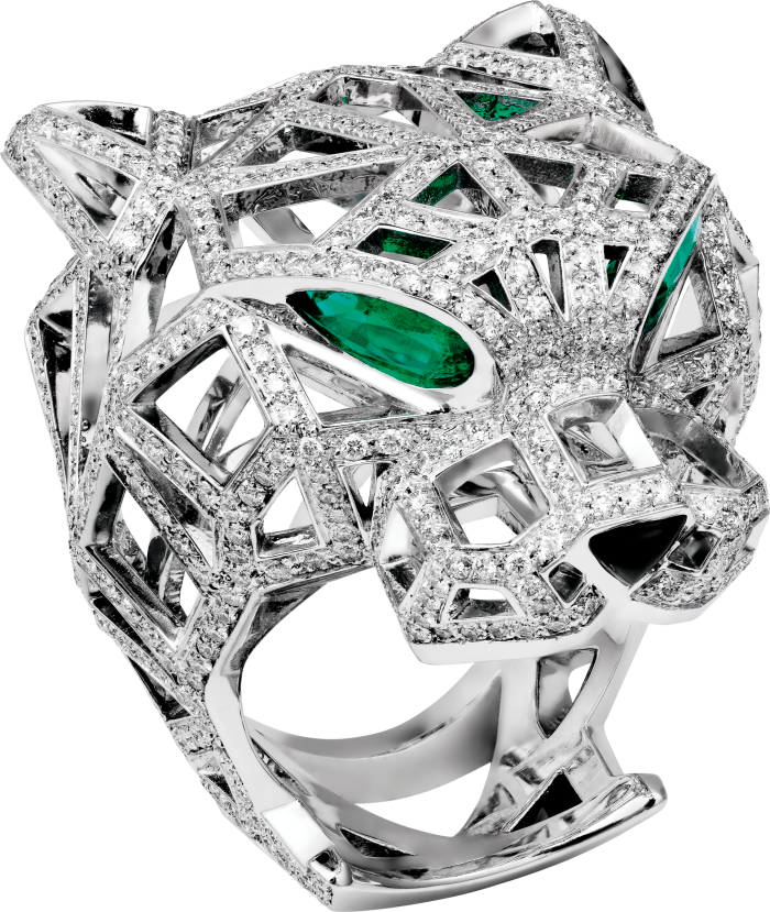 Cartier white-gold, diamond, emerald and onyx Panthère de Cartier ring, POA