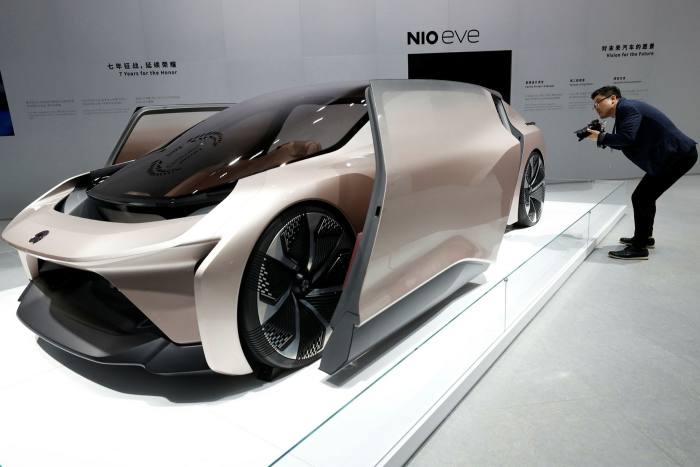 The NIO eve concept car displayed during the Shanghai Auto Show in April