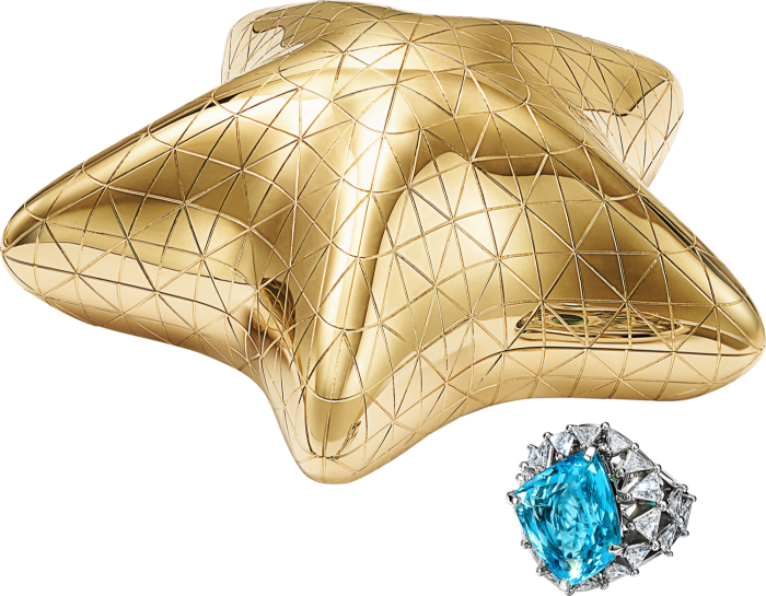 Tiffany platinum, diamond and 11-ct tourmaline ring in an 18ct-gold presentation box, POA