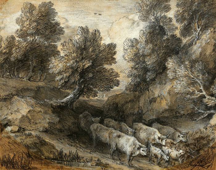 ‘Wooded Landscape with Cattle and Goats’ by Thomas Gainsborough (c1772)