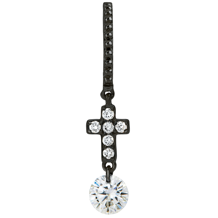 Raphaele Canot Set Free Diamonds black-gold cross single earring, £1,450