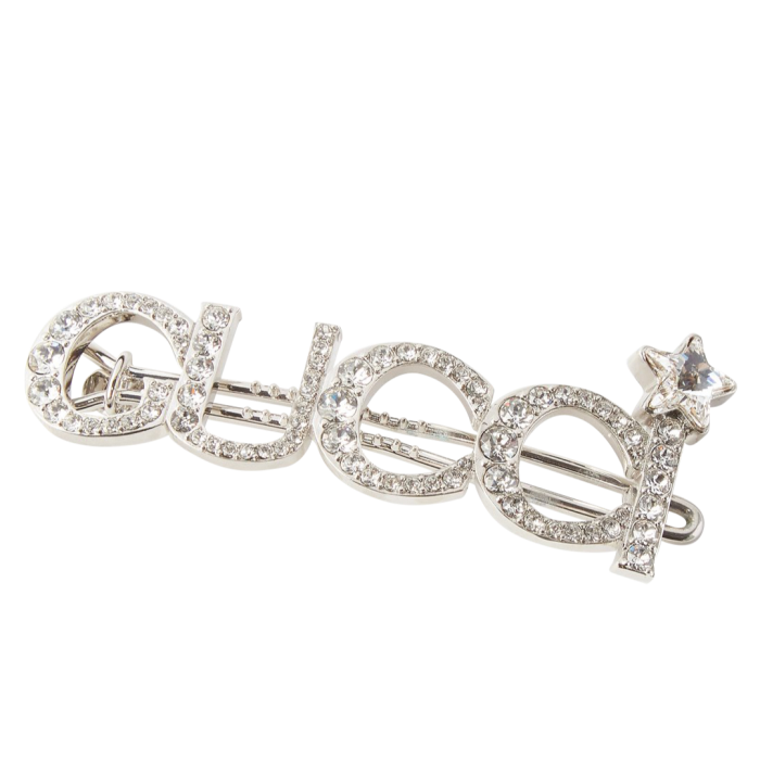 Gucci crystal-embellished logo metal hairclip, £575
