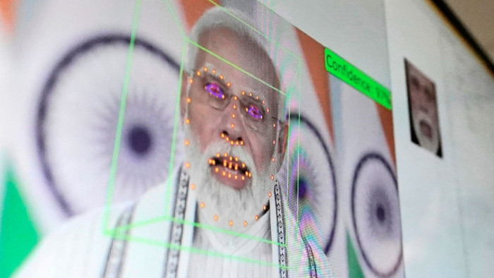 Prime Minister Narendra Modi’s face is analysed on a screen to create an avatar
