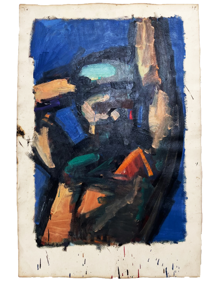 On oil painting on Whatman paper, 1985, by Thomas Newbolt