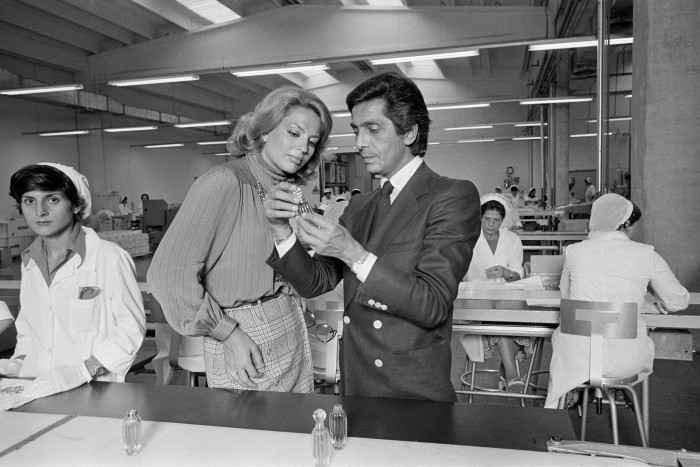 With Valentino at his perfume factory, 1978