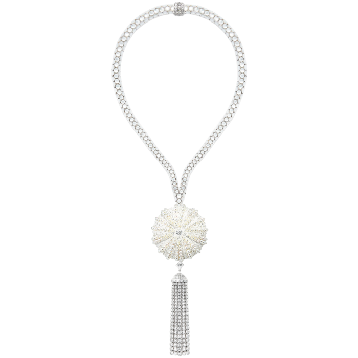 Boucheron white-gold, silver, diamond, pearl and mother-of-pearl Oursin Diamant necklace, POA