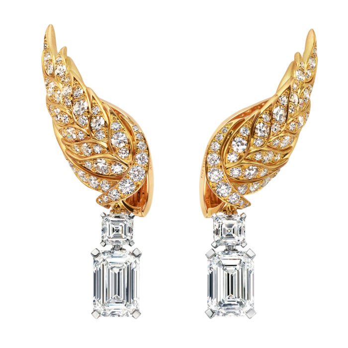 Chaumet gold, platinum and diamond Epi de Blé earrings, POA