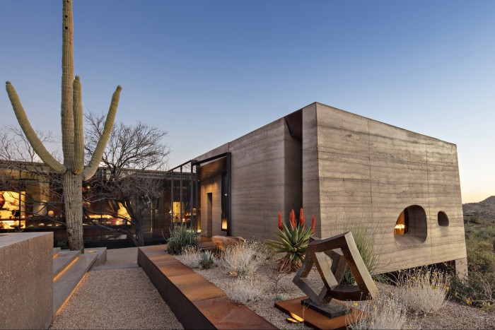 Rammed-earth, three-bedroom 7,412sq ft house in Scottsdale, Arizona, $8.995mn, through Sotheby’s International Realty