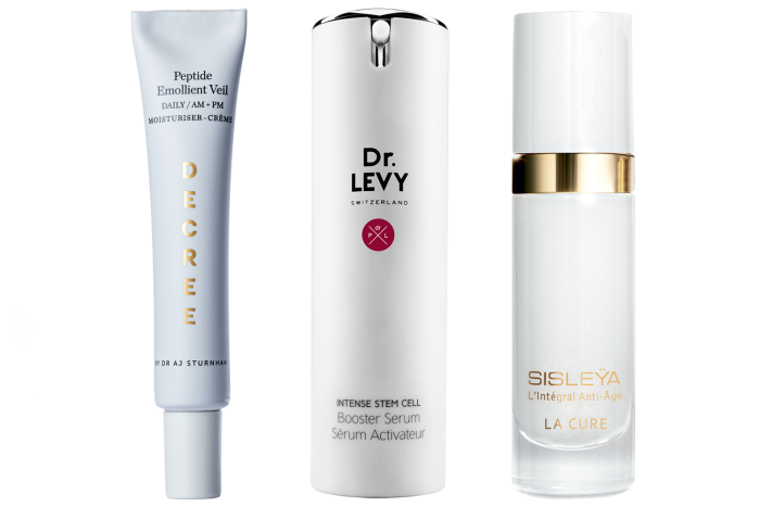 Decree Mini peptide Emollient Veil, part of the Discovery Set, £150. Dr Levy Intense Stem Cell Booster Serum, £280 for 30ml. Sisleya L’Intégral Anti-Age La Cure, set of four, £775