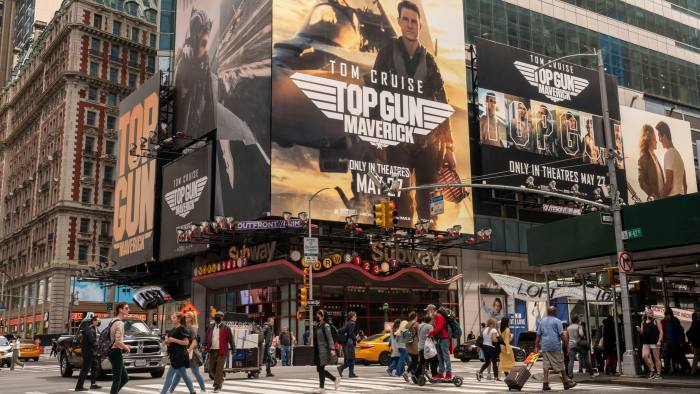 Giant movie posters for ‘Top Gun: Maverick’ in Times Square, New York
