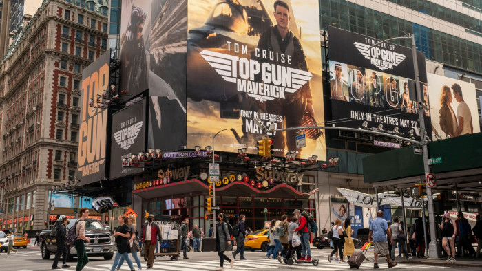 Giant movie posters for ‘Top Gun: Maverick’ in Times Square, New York