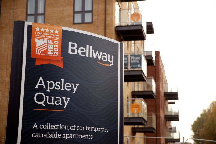 A sign at a Bellway housing development