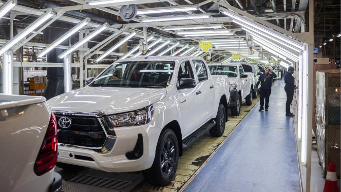 Toyota vehicles in a production line at Toyota’s factory