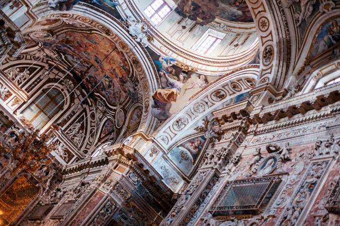 The baroque ceiling in Palermo’s Santa Caterina church