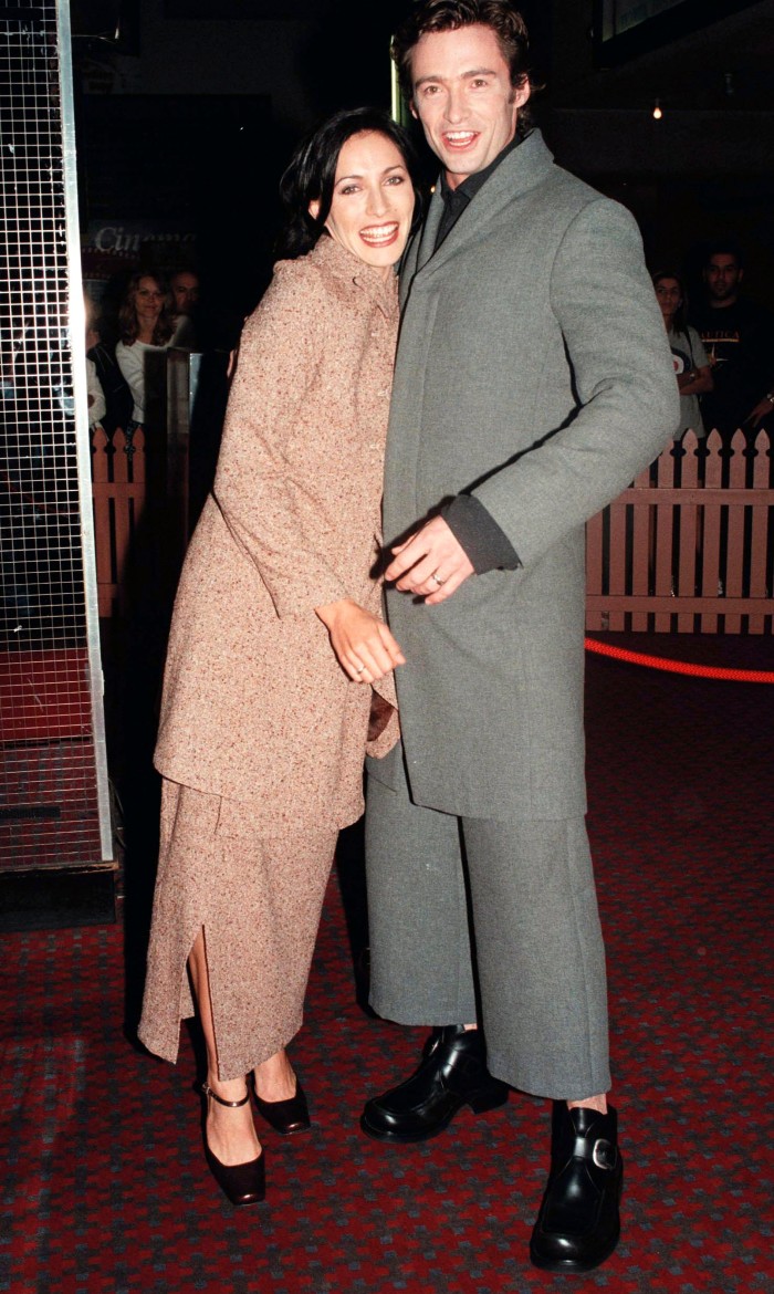 Jackman at the premiere of his first film, Paperback Hero, with co-star Claudia Karvan, 1999