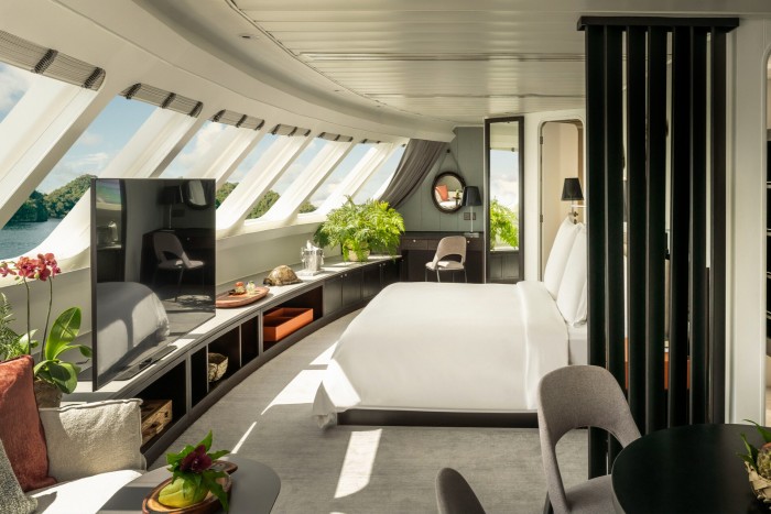 A suite aboard the Four Seasons Explorer catamaran