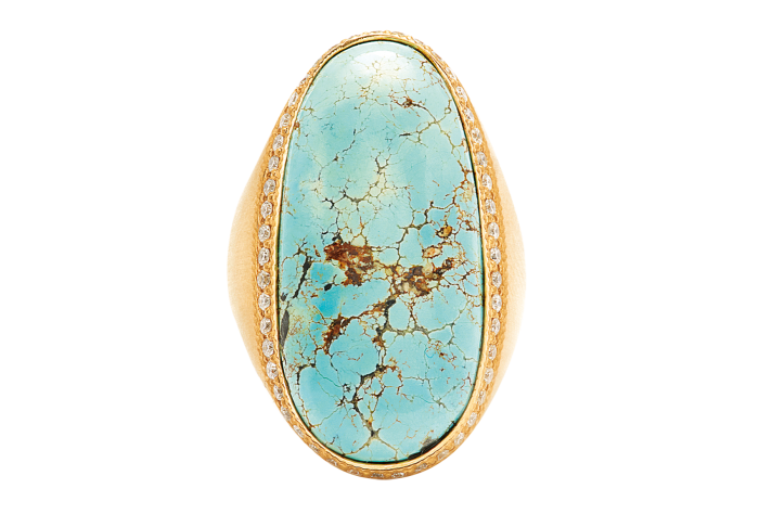 Jacquie Aiche gold, diamond and turquoise ring, £8,400, matchesfashion.com