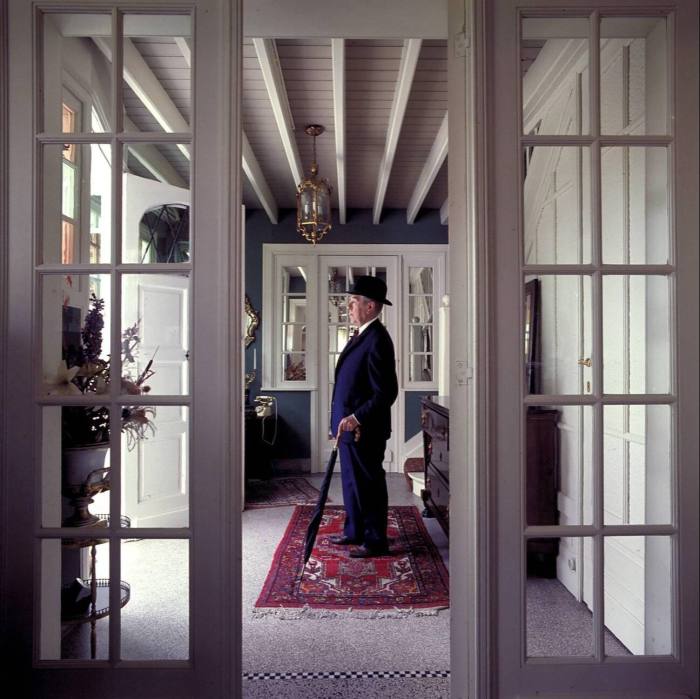 René Magritte at home in Brussels in 1967