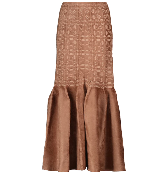 Alaïa lace-trimmed velvet midi skirt, £1,850, mytheresa.com