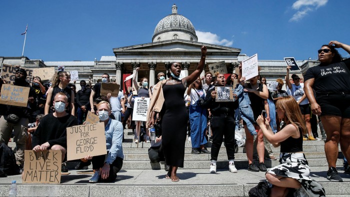 A Black Lives Matter march at Trafalgar Square, London, in May 2020 to protest the death of George Floyd in Minneapolis earlier that month
