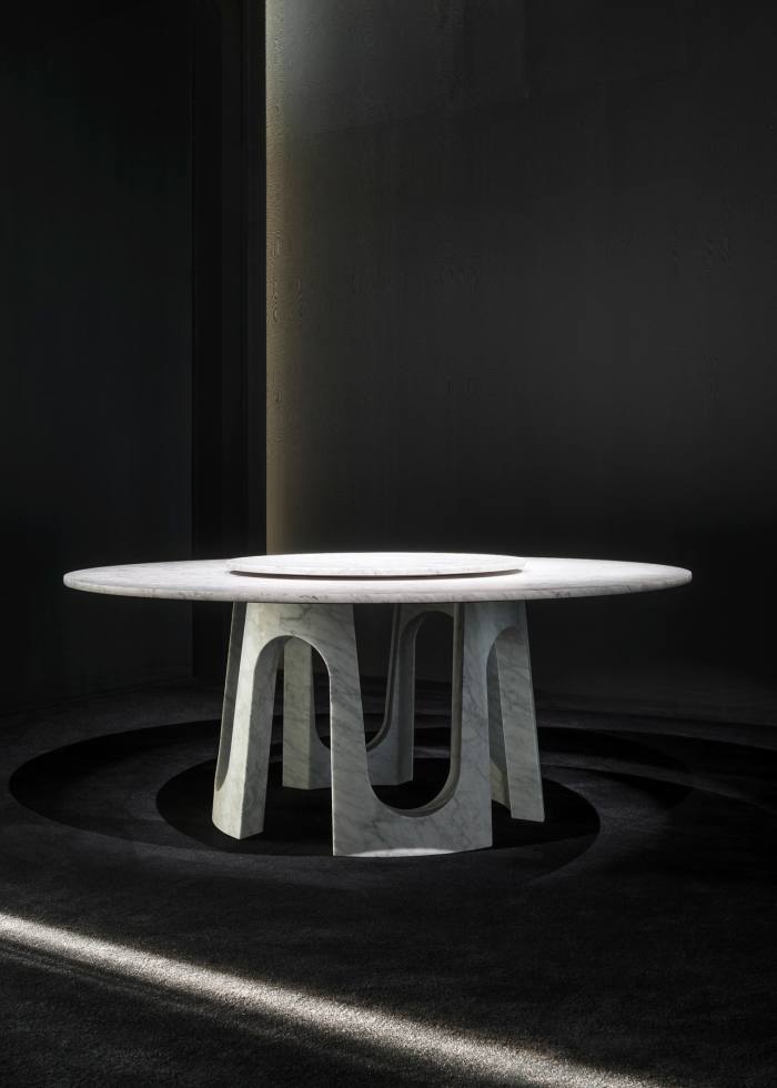 Atelier Oï Marble Arches table, carved from a single block of marble
