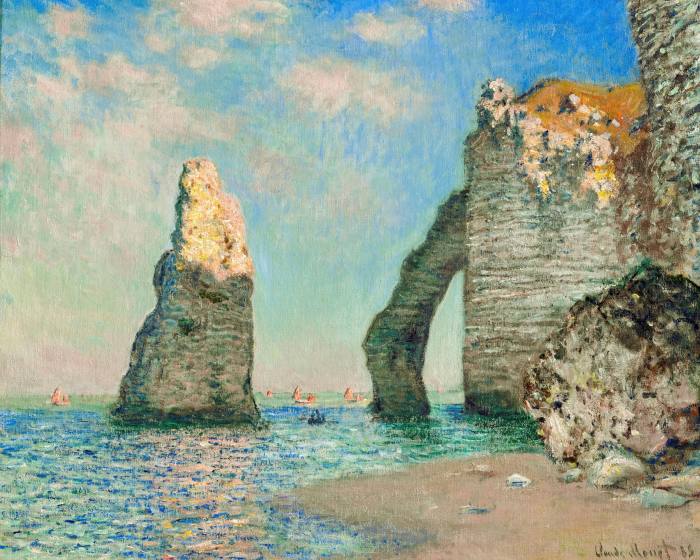The artist’s ‘The Cliffs at Étretat’ (1885) features the famous Aiguille rock formation