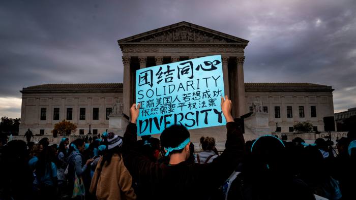 People rally in support of affirmative action in college admissions
