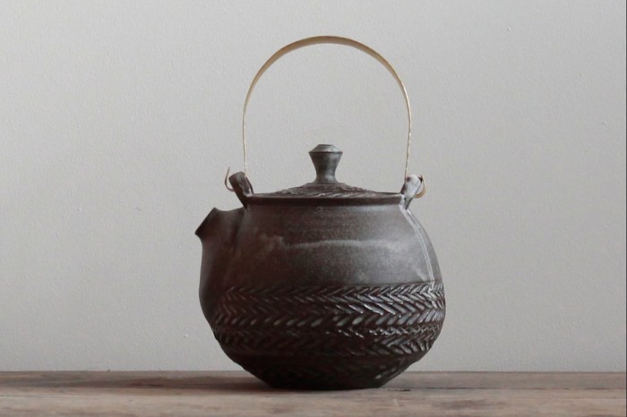Mizuyo Yamashita’s terracotta, stoneware and brass Herringbone teapot, £280