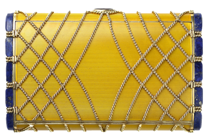 Gold, garnet and enamel cigarette case, 1964