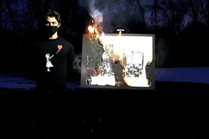 Burn after viewing: Banksy’s ‘Morons’ is destroyed