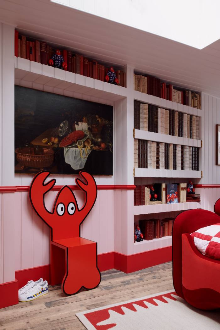 The “Lobster” bedroom, with a chair by Philip Colbert and Adidas x Philip Colbert trainers