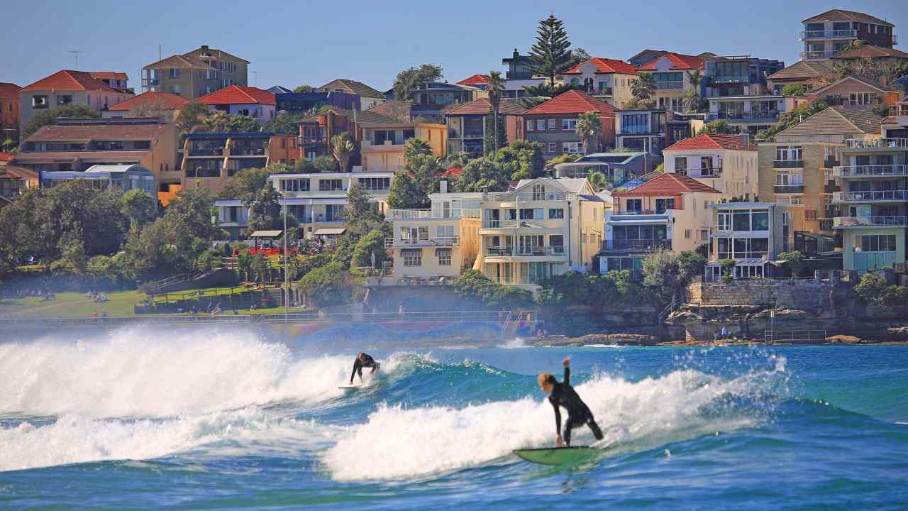 Surfers at Bondi Beach, near Sydney