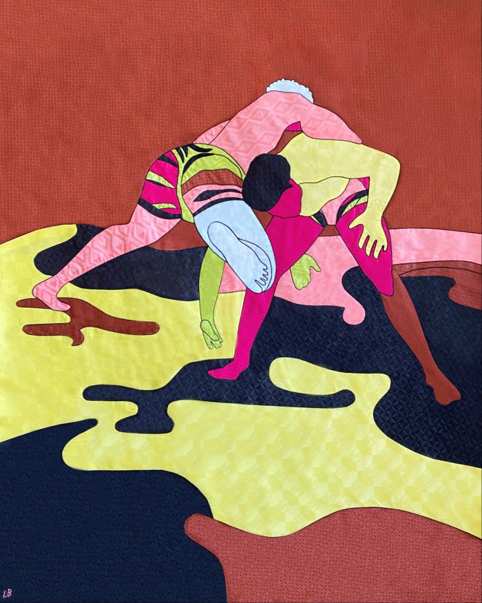 A piece from Barthélemy’s “Wrestlers” series, inspired by wrestlers the artist met in Dakar, Senegal – the artworks can be seen at Dakar’s IFAN Museum this autumn