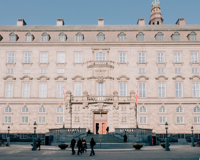 The steps of Christiansborg Palace where Birgitte Nyborg (played by Sidse Babett Knudsen) made her victory speech on becoming prime minister