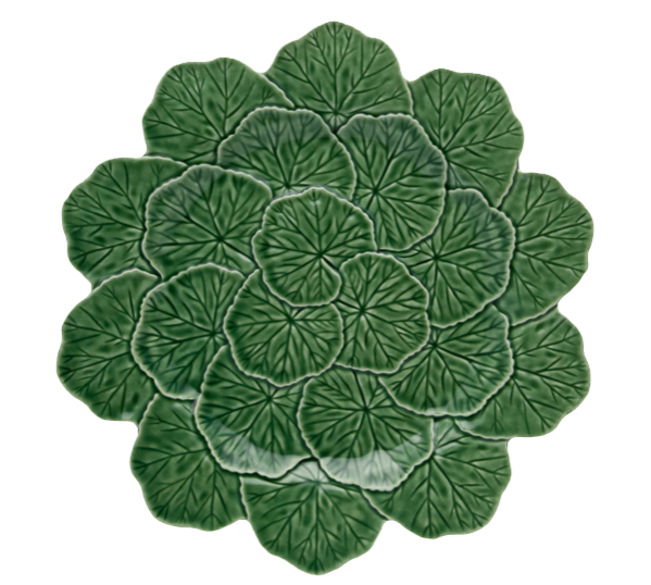 Bordallo Pinheiro geranium-leaf charger plate, £32, velvetvictoriahome.co.uk