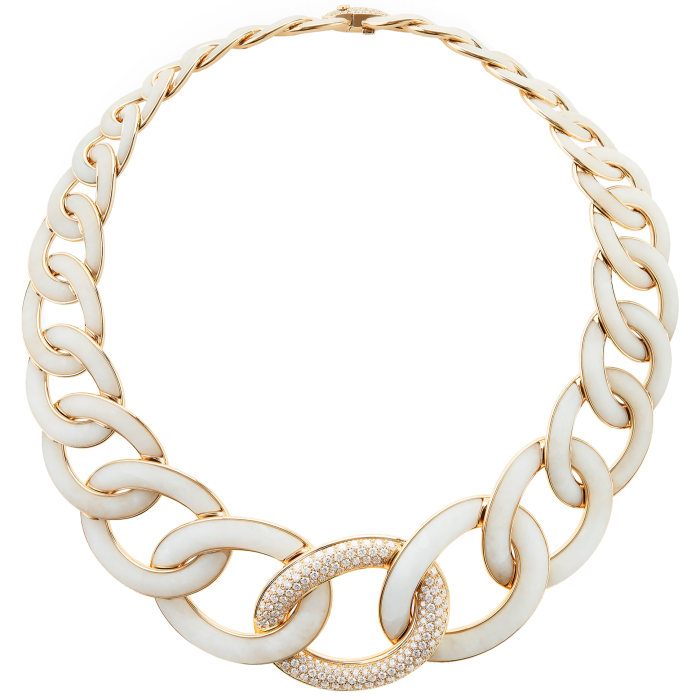 Boucheron gold, quartz and diamond maillons necklace, POA