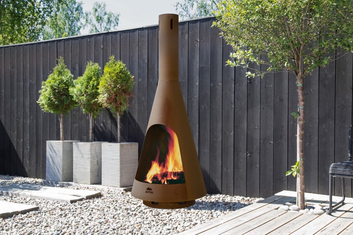 The Froya patio fireplace in Corten steel by Jotul, from £319 