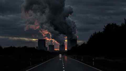 The lignite-fired power station of Boxberg is pictured during sunset in Boxberg, Germany
