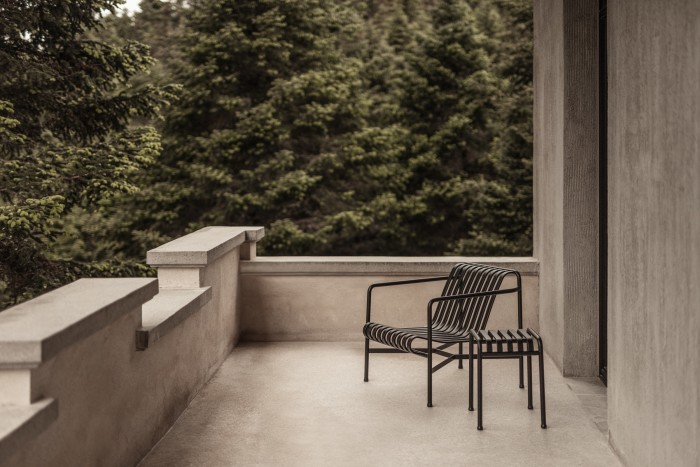 A balcony at Manna; the hotel is surrounded by fir forests at an altitude of 1,200m