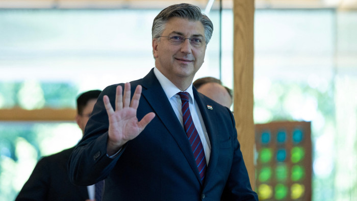 Andrej Plenković waves his hand